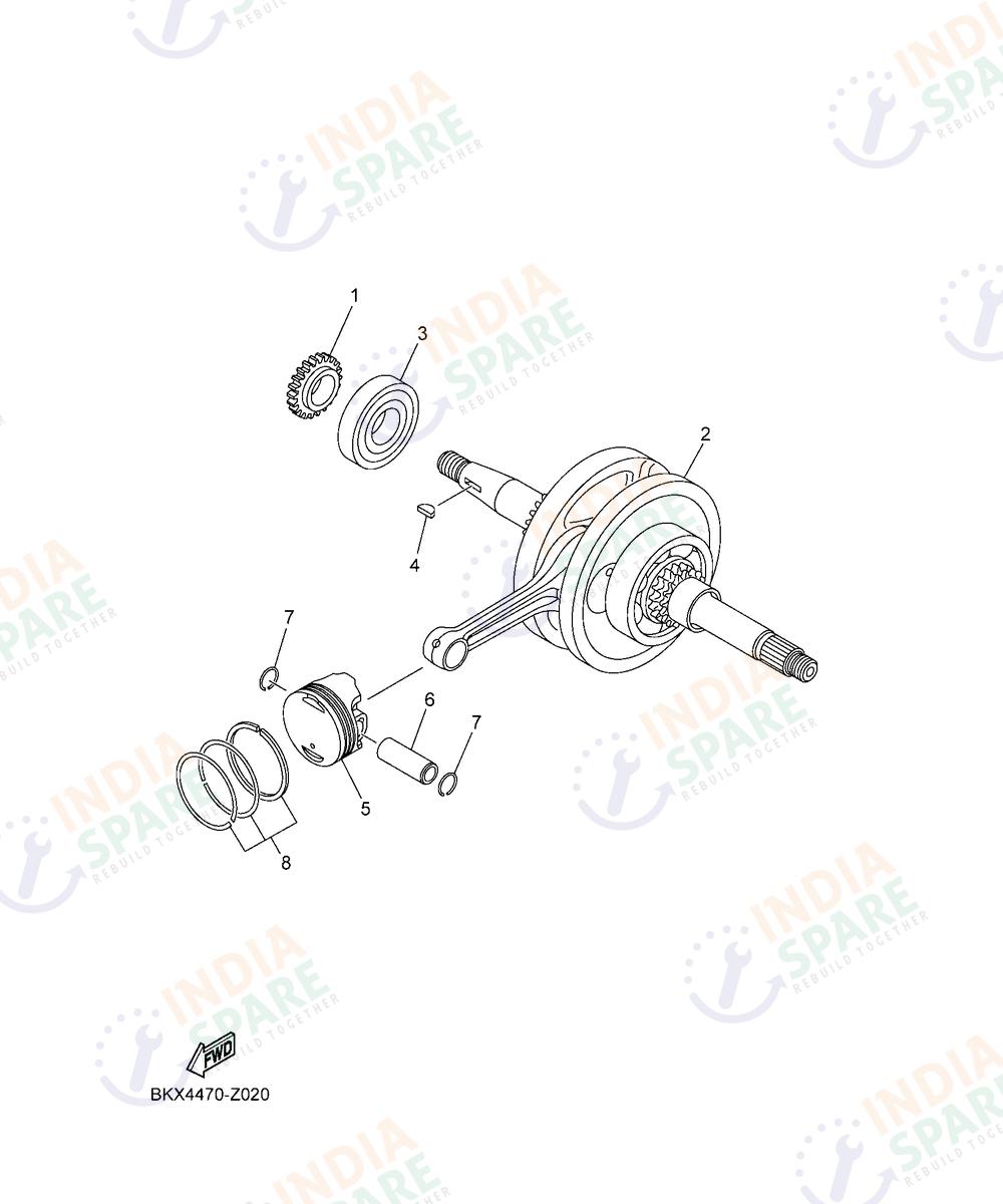 YAMAHA BKXM RAYZR 125CC Series CRANKSHAFT & PISTON